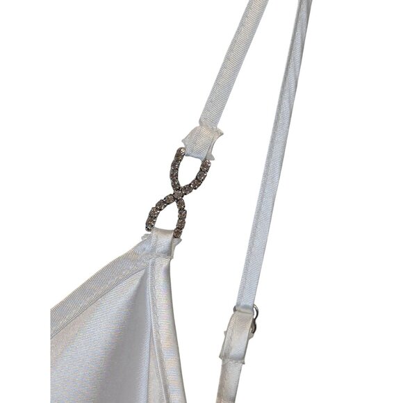 In Bloom by Jonquil sz S Hope Faux Feather Trim Satin Chemise Intimate Feminine - Picture 5 of 15